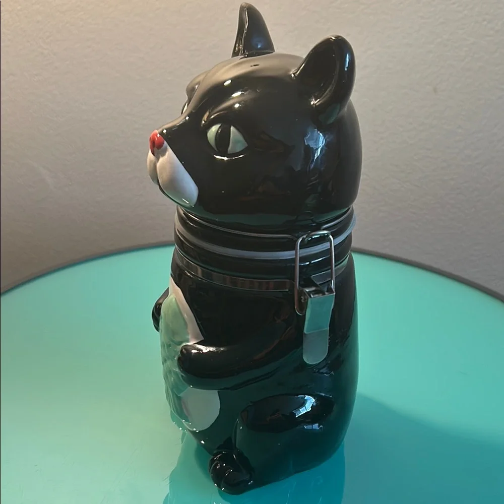 Boston Warehouse Cat Ceramic Jar with Fish Design - Picture 2 of 7